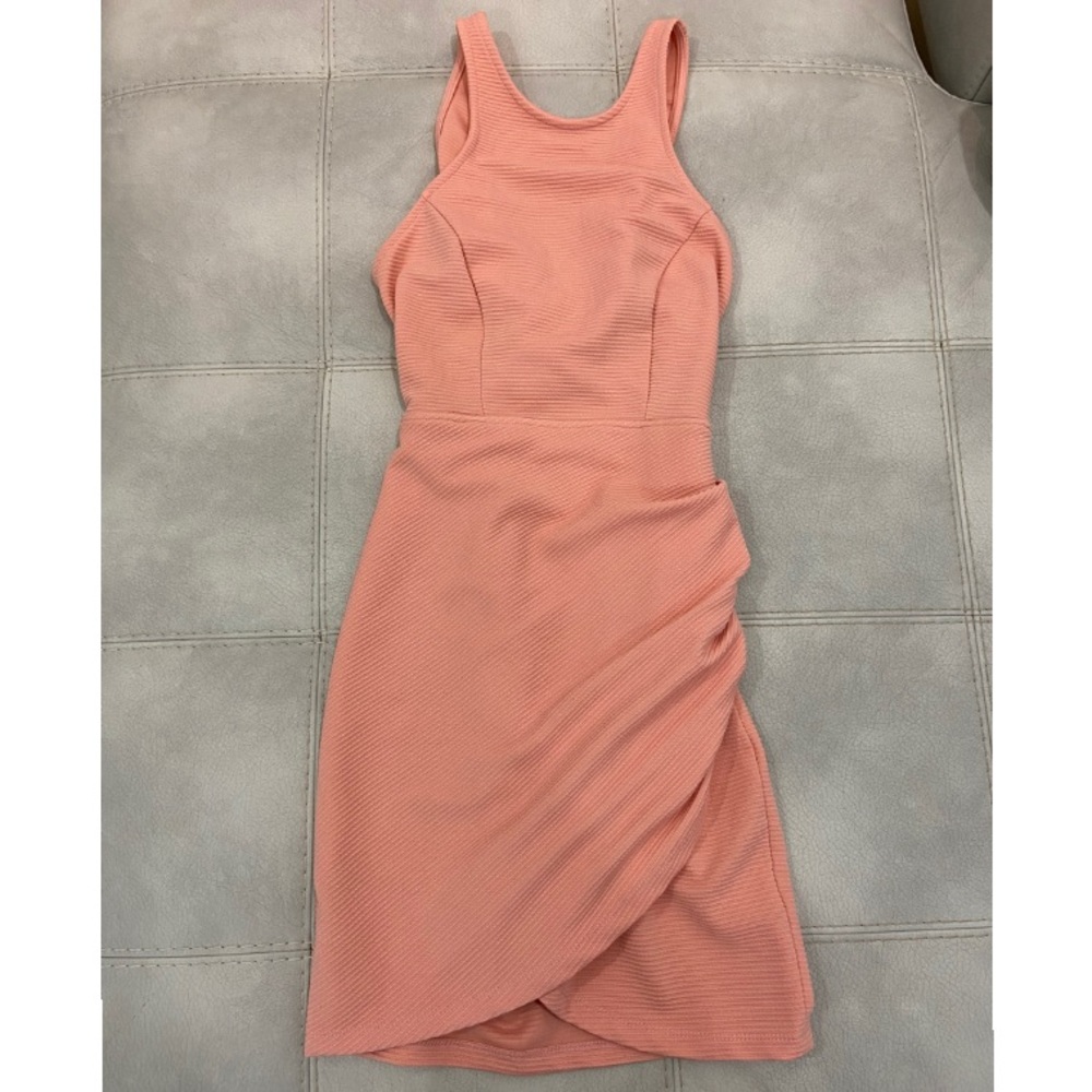 Hello Molly Coral Open Back Mini Dress w/split 8 S